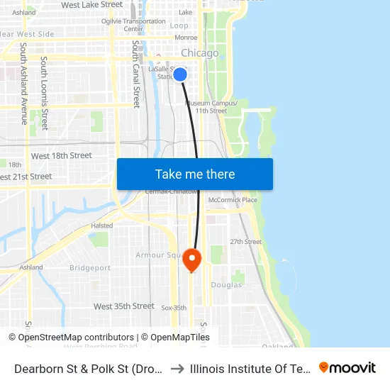 Dearborn St & Polk St (Drop Off Only) to Illinois Institute Of Technology map
