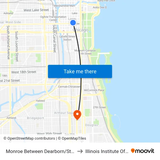 Monroe Between Dearborn/State (Drop Off Only) to Illinois Institute Of Technology map