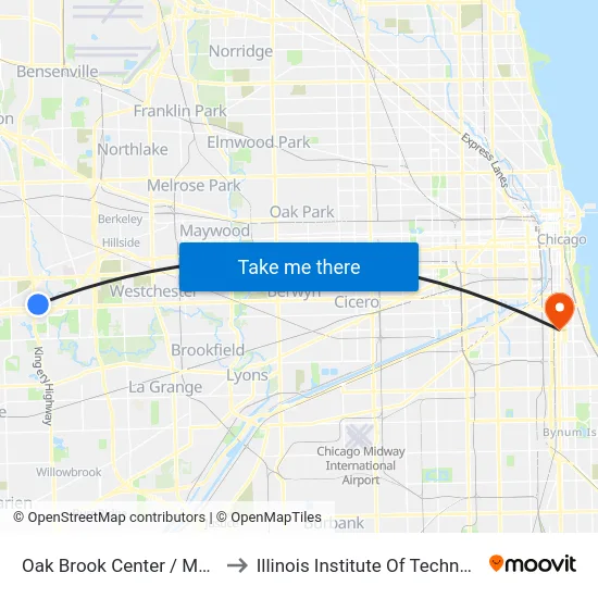 Oak Brook Center / Macy's to Illinois Institute Of Technology map