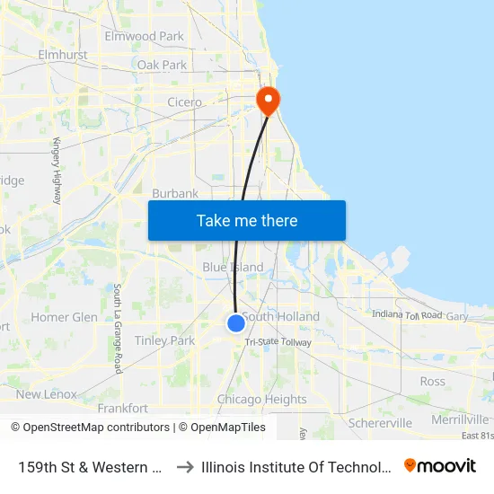 159th St & Western Ave to Illinois Institute Of Technology map