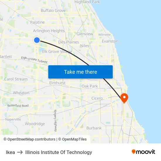 Ikea to Illinois Institute Of Technology map