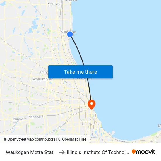 Waukegan Metra Station to Illinois Institute Of Technology map