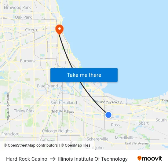 Hard Rock Casino to Illinois Institute Of Technology map