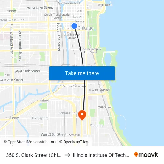 350 S. Clark Street (Chicago) to Illinois Institute Of Technology map