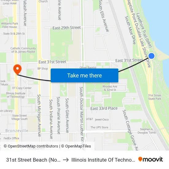 31st Street Beach (North) to Illinois Institute Of Technology map