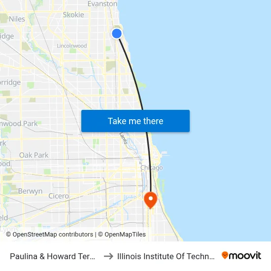 Paulina & Howard Terminal to Illinois Institute Of Technology map