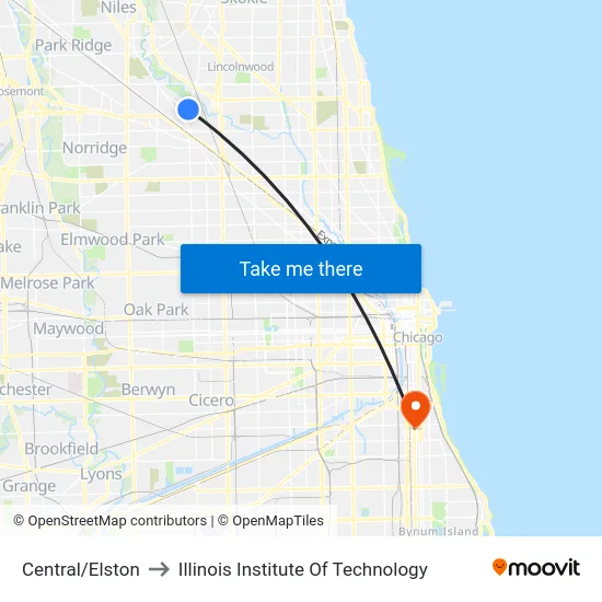 Central/Elston to Illinois Institute Of Technology map
