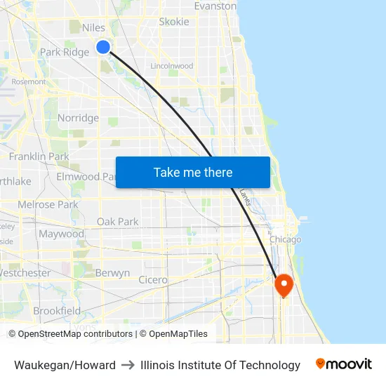 Waukegan/Howard to Illinois Institute Of Technology map