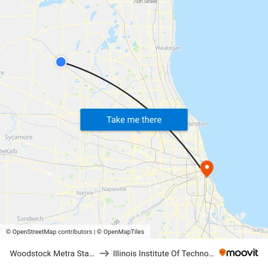 Woodstock Metra Station to Illinois Institute Of Technology map