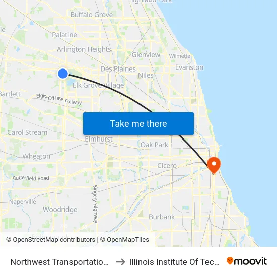 Northwest Transportation Center to Illinois Institute Of Technology map