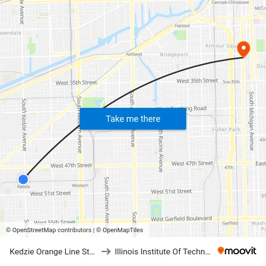 Kedzie Orange Line Station to Illinois Institute Of Technology map
