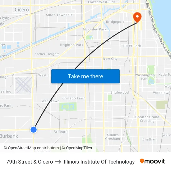 79th Street & Cicero to Illinois Institute Of Technology map