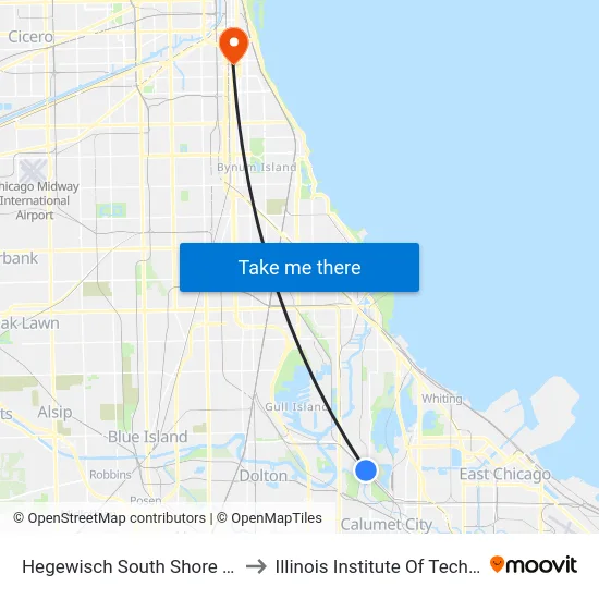 Hegewisch South Shore Station to Illinois Institute Of Technology map