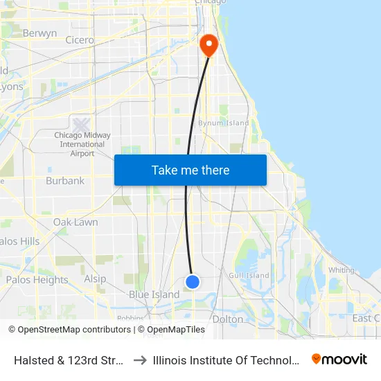 Halsted & 123rd Street to Illinois Institute Of Technology map