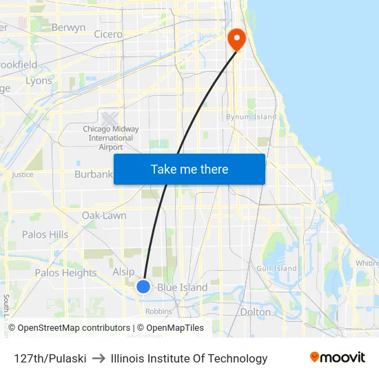 127th/Pulaski to Illinois Institute Of Technology map