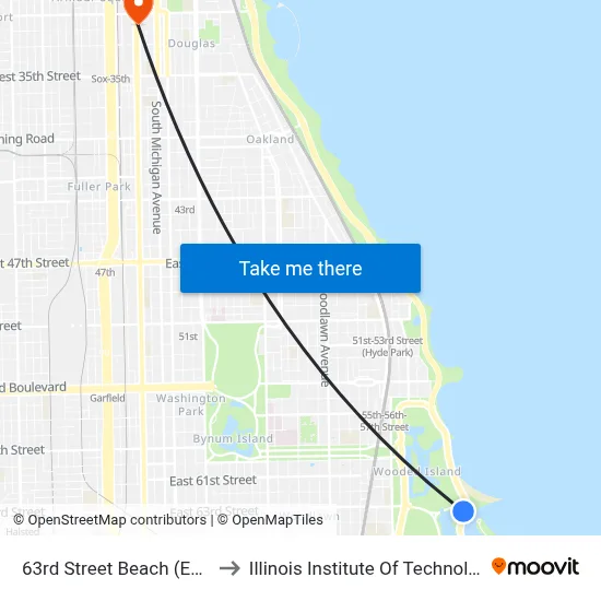63rd Street Beach (East) to Illinois Institute Of Technology map