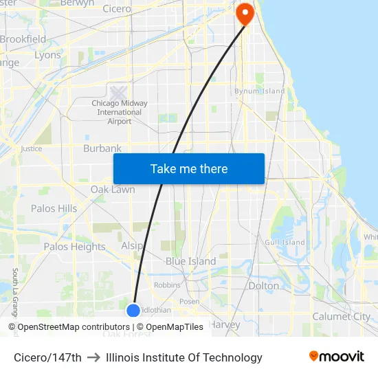 Cicero/147th to Illinois Institute Of Technology map