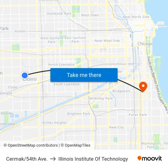 Cermak/54th Ave. to Illinois Institute Of Technology map