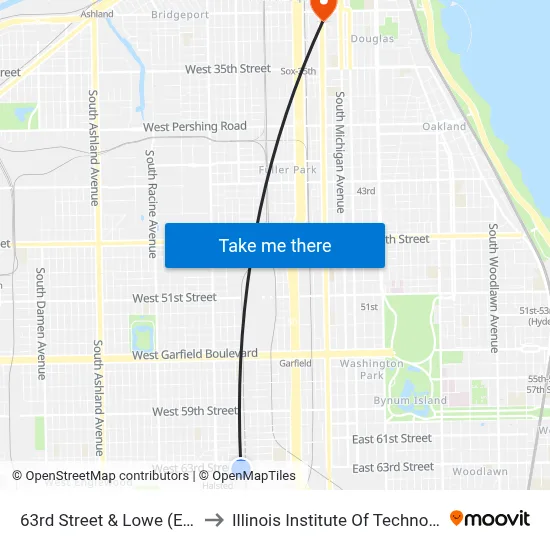 63rd Street & Lowe (East) to Illinois Institute Of Technology map