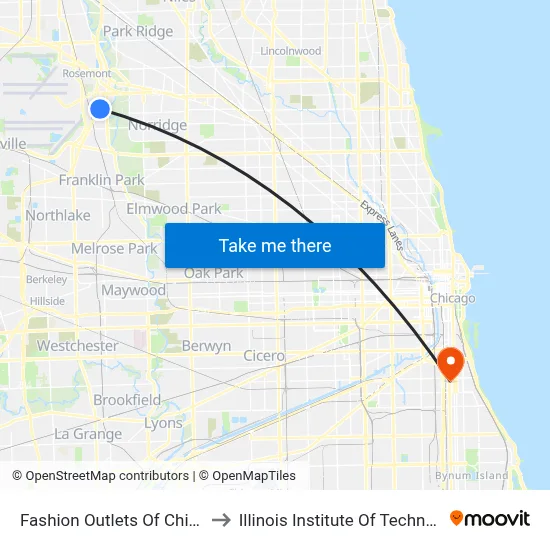 Fashion Outlets Of Chicago to Illinois Institute Of Technology map