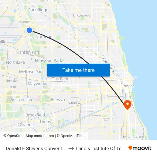 Donald E Stevens Convention Center to Illinois Institute Of Technology map