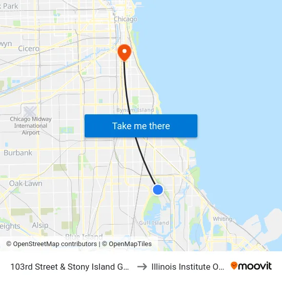 103rd Street & Stony Island Garage Terminal (Nw) to Illinois Institute Of Technology map