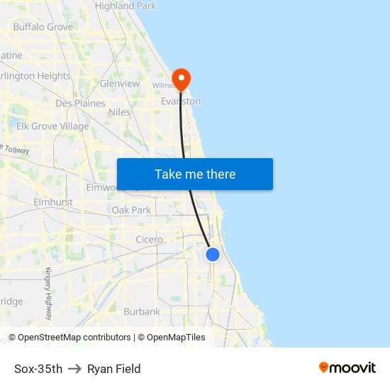Sox-35th to Ryan Field map