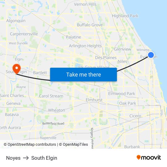 Noyes to South Elgin map