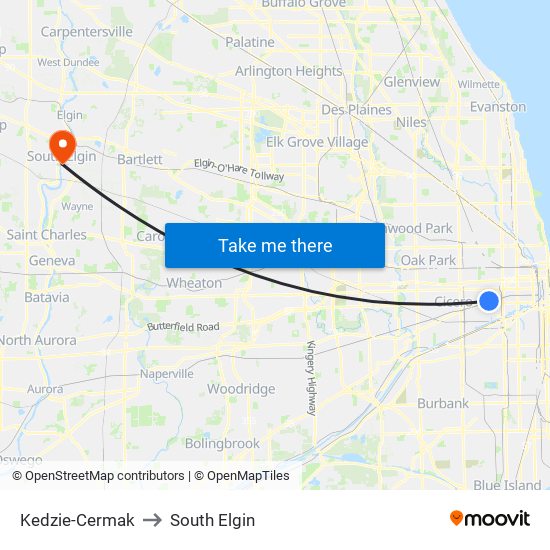 Kedzie-Cermak to South Elgin map