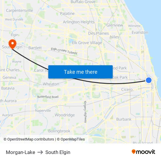 Morgan-Lake to South Elgin map