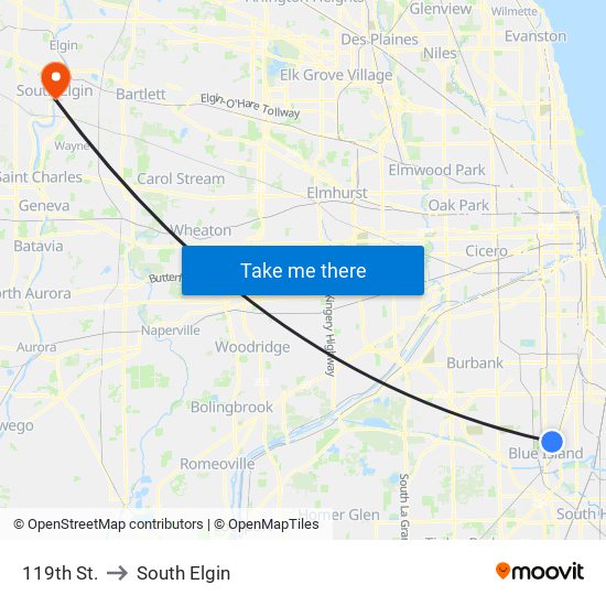 119th St. to South Elgin map