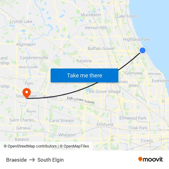 Braeside to South Elgin map