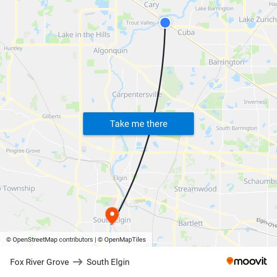 Fox River Grove to South Elgin map