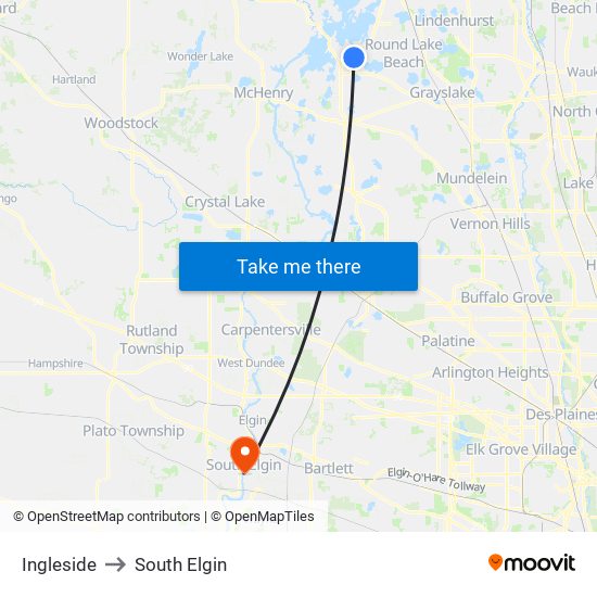 Ingleside to South Elgin map