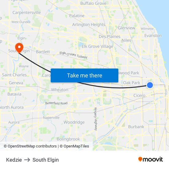 Kedzie to South Elgin map