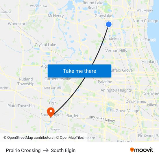 Prairie Crossing to South Elgin map