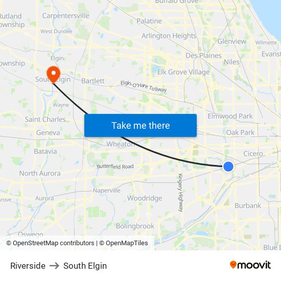 Riverside to South Elgin map