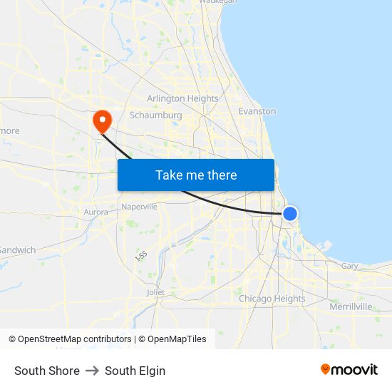 South Shore to South Elgin map