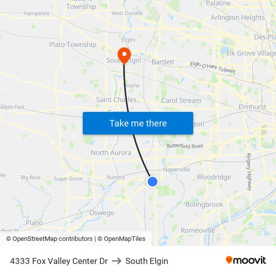 4333 Fox Valley Center Dr to South Elgin map