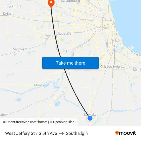 West Jeffery St / S 5th Ave to South Elgin map