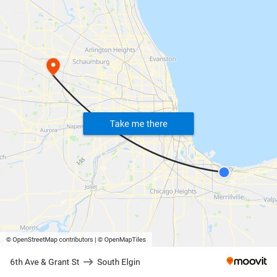 6th Ave & Grant St to South Elgin map