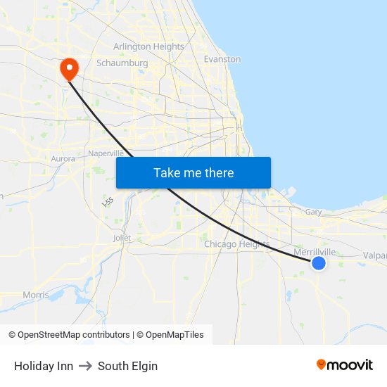 Holiday Inn to South Elgin map