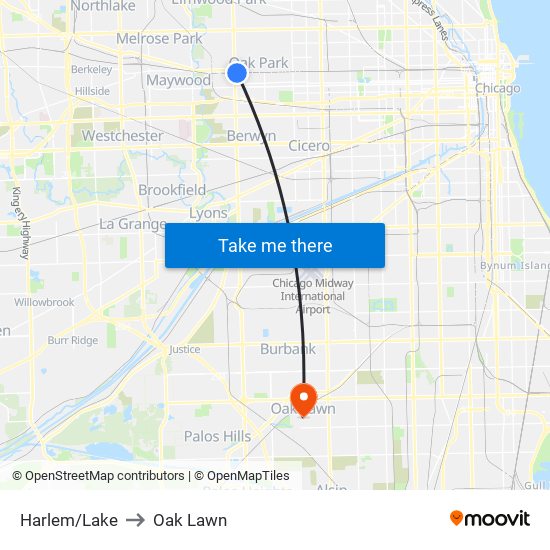 Harlem/Lake to Oak Lawn map