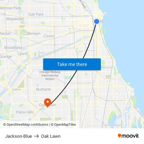 Jackson-Blue to Oak Lawn map