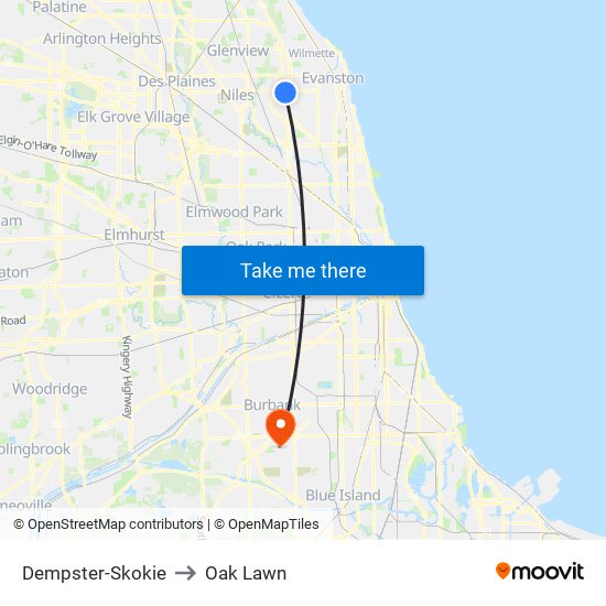 Dempster-Skokie to Oak Lawn map