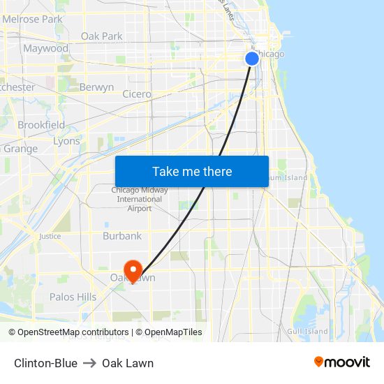 Clinton-Blue to Oak Lawn map