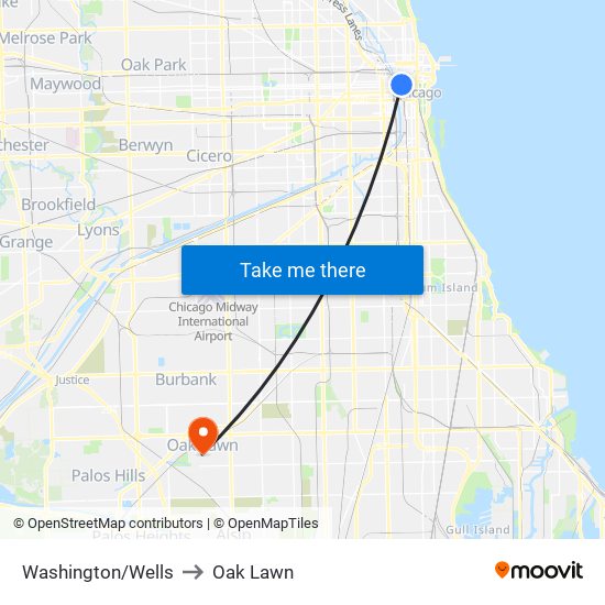 Washington/Wells to Oak Lawn map