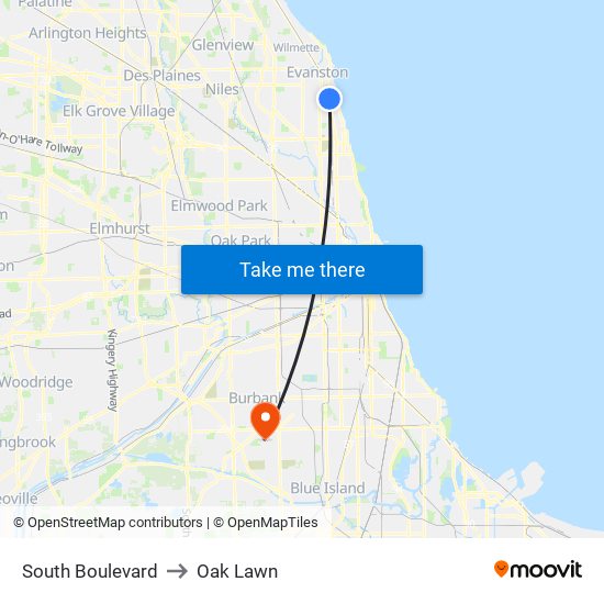 South Boulevard to Oak Lawn map