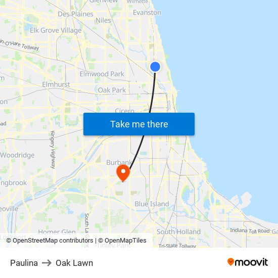 Paulina to Oak Lawn map