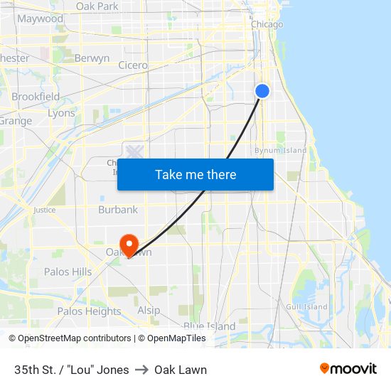 35th St. / "Lou" Jones to Oak Lawn map